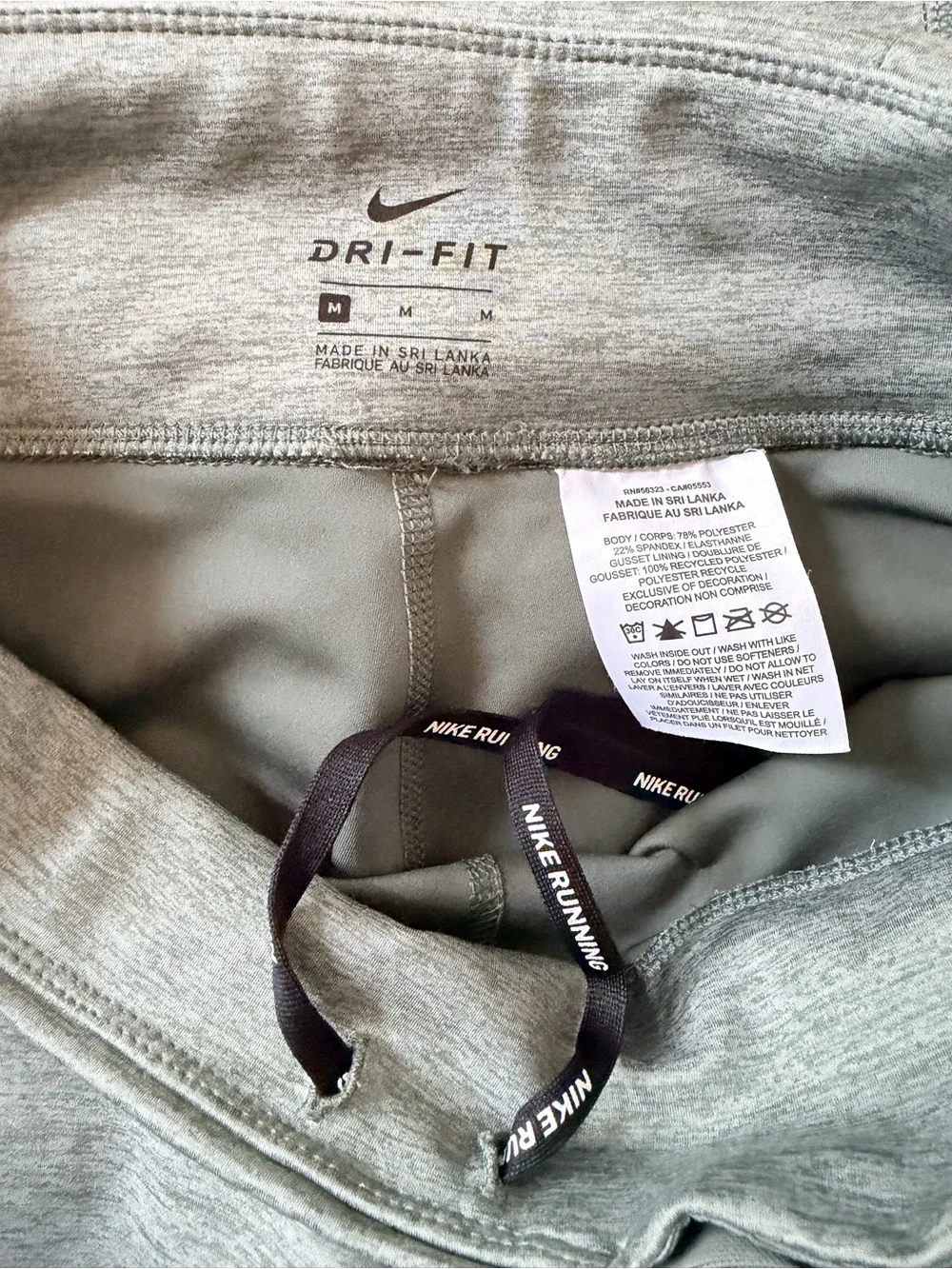 Nike Epic Lux Mid-Rise Cropped Running Tights Leggings Green Heather Size M